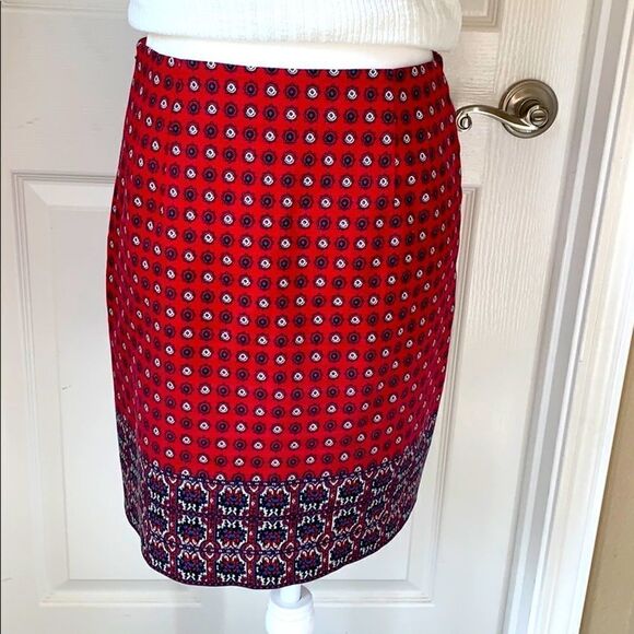 Talbots red patterned pencil skirt size 2P - Picture 1 of 8